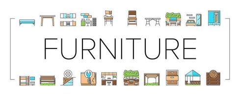 möbler för hem och bakgård ikoner som vektor