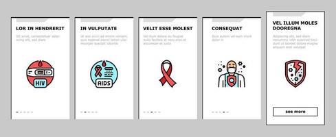 hiv aid health medical band onboarding icons set vector