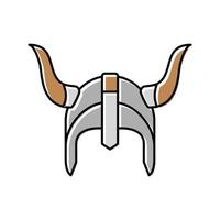 hjälm viking krigare Färg ikon vektor illustration