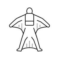 wingsuit flygande extremal sport man linje ikon vektorillustration vektor
