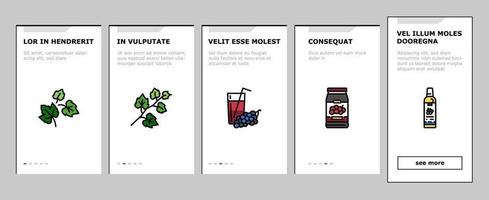 traubenwein bündel obst grün onboarding icons set vektor