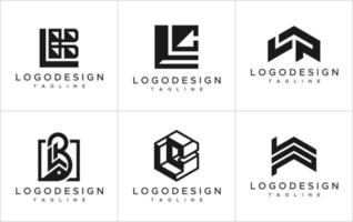 modern brev logotyp samling. lb l b lc l c lp l p logotyp design mall uppsättning. vektor