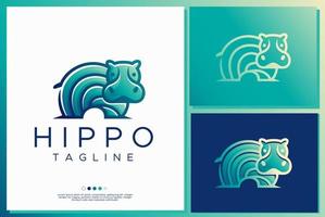 bunte Flusspferd-Logo-Design-Vorlage. Hippopotamus-Maskottchen-Logo-Branding-Vektor. vektor