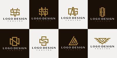 linje brev mark logotyp samling. minimalistisk första logotyp design mall. vektor