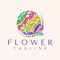 buntes Blumen-Logo-Design-Branding. Spaß dekorativer Blumenlogovektor. vektor