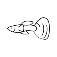 Guppy Fisch Linie Symbol Vektor Illustration