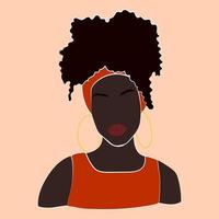 Porträt einer schwarzen Afroamerikanerin mit lockigem Haar. abstraktes Porträt einer Frau vektor