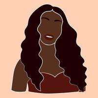 porträtt av svart afrikansk amerikan kvinna med lockigt hår. abstrakt porträtt av en kvinna vektor