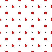 kleines rotes Herz mit kleinen Punkten Stoffmuster. nahtloser Liebesherzdesign-Vektorhintergrund. nahtloses muster am valentinstag. die nahtlose Textur mit hart. vektor