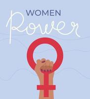 vykort kvinnor kraft för internationell kvinnor dag 8 Mars med nävar platt stil vektor illustration