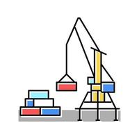 Containerlader Hafenausrüstung Farbe Symbol Vektor Illustration