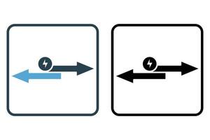 Symboldarstellung für erneuerbare Energien. Pfeilsymbol mit Strom. Symbol für Ökologie, erneuerbare Energien. solider Icon-Stil. einfaches Vektordesign editierbar vektor