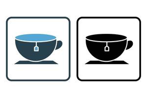 Abbildung des Frühstückssymbols. Symbol für Teetasse. solider Icon-Stil. einfaches Vektordesign editierbar vektor