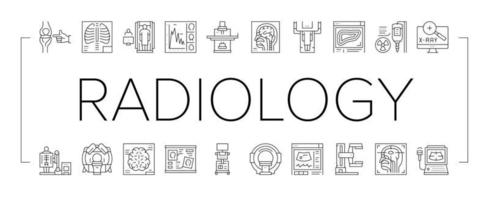 radiologi Utrustning samling ikoner uppsättning vektor illustration