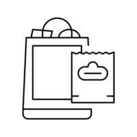 Paket mit Einkäufen Symbol Leitung Vektor Illustration