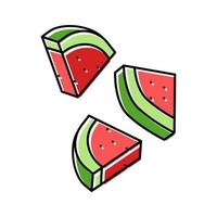 Wassermelonenscheibe Lebensmittel schneiden Farbe Symbol Vektor Illustration