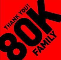Danke 80k Familie. 80.000 Follower Thanks.ram Textilmuster mit Ram-Print. vektor