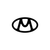 m första brev logotyp. m monogram grafisk. oval m text. vektor