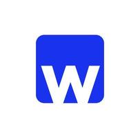 w företag namn första brev ikon. w på blå fyrkant. vektor