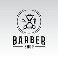vintage barbershop-vektorembleme und etiketten. Friseurabzeichen und Logos vektor