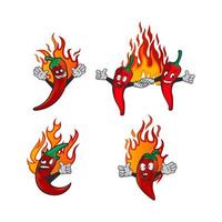 röd chili peppar. vegetabiliska mat begrepp. emoji uttryckssymbol samling. tecknad serie tecken för barn färg bok, färg sidor, t-shirt skriva ut, ikon, logotyp, märka, lappa, klistermärke. vektor