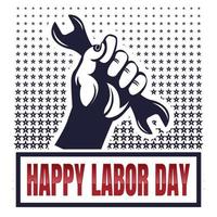 Vektor Happy Labor Day Card. nationale amerikanische feiertagsillustration mit handwerkzeugen. festliches plakat oder banner mit handbeschriftung.