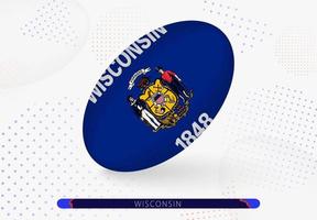 rugby boll med de flagga av Wisconsin på Det. Utrustning för rugby team av wisconsin. vektor