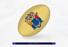 Rugbyball mit der Flagge von New Jersey darauf. Ausrüstung für das Rugby-Team von New Jersey. vektor