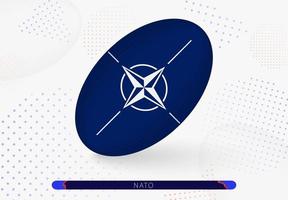 Rugbyball mit der Flagge der NATO darauf. Ausrüstung für Rugby-Team der Nato. vektor