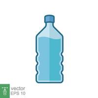 Flache Ikone der Wasserflasche. einfacher gefüllter Umrissstil. plastikflaschen-, getränke-, mineral-, soda-, saft-, lebensmittel- und getränkepaketkonzept. Vektor-Illustration isoliert auf weißem Hintergrund. Folge 10. vektor