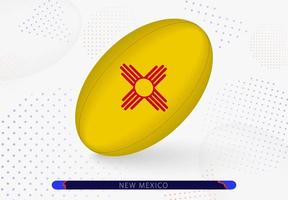 Rugbyball mit der Flagge von New Mexico darauf. Ausrüstung für das Rugby-Team von New Mexico. vektor