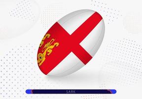 Rugbyball mit der Flagge von Sark darauf. Ausrüstung für das Rugby-Team von Sark. vektor