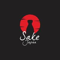 Sake-Japan-Logo-Design, Bar- und Restaurant-Logo, flacher Stil isoliert auf Sonnenhintergrund, Symbol, Symbol vektor