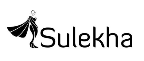 sulekha saree logotyp med kvinnor saree figur. vektor