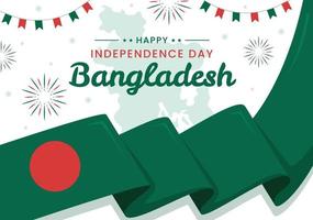 glücklicher unabhängigkeitstag von bangladesch am 26. märz illustration mit schwenkender flagge und siegesfeiertag in flacher hand gezeichnet für zielseitenvorlagen vektor