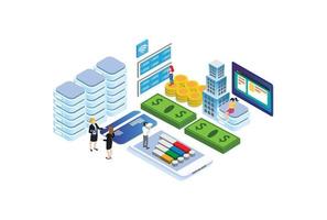 modern isometrisk digital investering illustration, webb banderoller, lämplig för diagram, infografik, bok illustration, spel tillgång, och Övrig grafisk relaterad tillgångar vektor