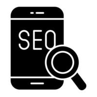 perfekte designikone der mobilen seo vektor