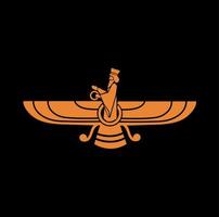 zoroastrianism vektor gyllene ikon på svart bakgrund. Parsi symbol ikon.