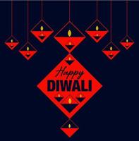 fröhliches diwali mit diyas. Frohe Diwali-Grüße. vektor