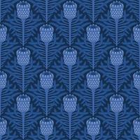 blauer nahtloser Vektorhintergrund mit stilisierter blühender Protea vektor