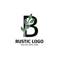 Brief b Gekritzel Blatt Initiale rustikal Vektor Logo Design Element