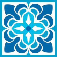 dekorativ Marine Blau Fliese Muster Blumen- Design vektor