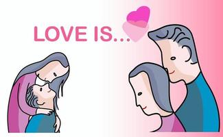 romantisk par illustration, kärlek berättelse tema. par i kärlek. livsstil begrepp för kort eller valentines vektor