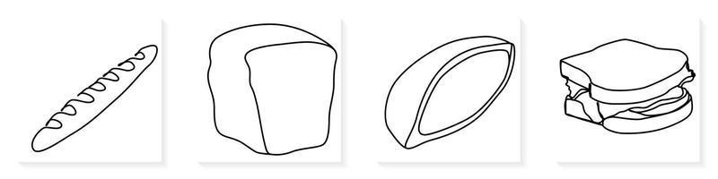 enda kontinuerlig linje teckning av stiliserade ljuv färsk baka bageri bakverk i minimal kontinuerlig ett linje vektor