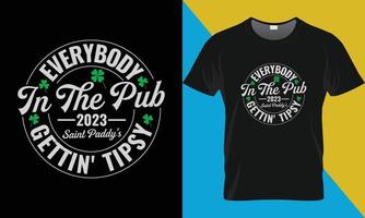st. Patricks dag t-shirt design, alla i de pub 2023 vektor