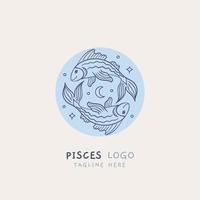 pisces hand dragen linje logotyp vektor