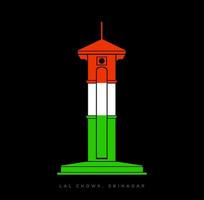 lal chouk ghanta ghar im indisch Flagge Farben. rot Platz Turm von Shrinagar im Kaschmir. vektor