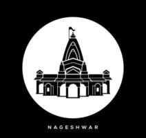 Herr Shiva Nageshwar jyotirlinga Tempel Vektor Symbol. Nageshwar Tempel, Gujarat.