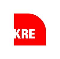 kre företag namn första logotyp monogram. kre brev på röd bakgrund. vektor