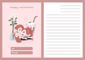 Valentinstag Karte Widmungsnotiz Liebesbrief niedlichen skandinavischen flachen Design vektor